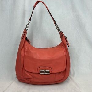 Coach Kristin F22309 Coral Pink Large Smooth Soft Leather Hobo Shoulder Bag